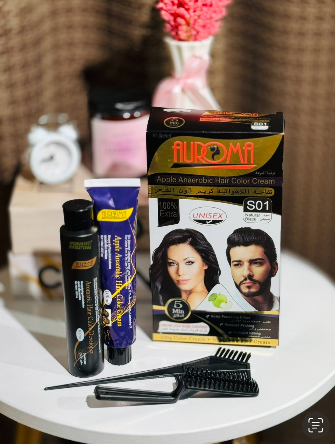 Auroma Apple Anaerobic Hair Color Cream S01 (Natural Black)