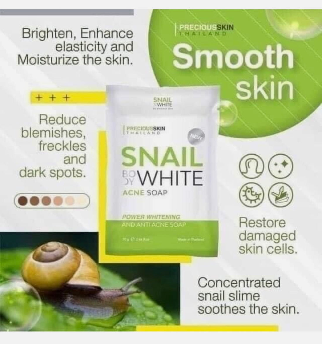 SNAIL BODY WHITE ACNE SOAP (70g) by precious skin