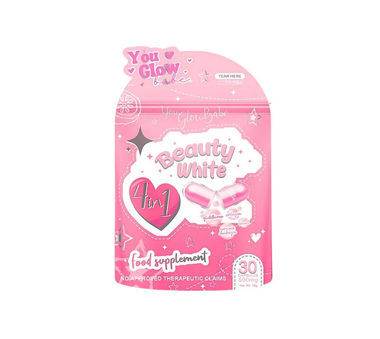 You Glow Babe BEAUTY WHITE Glutathione Capsules, Japan Formula 30 count